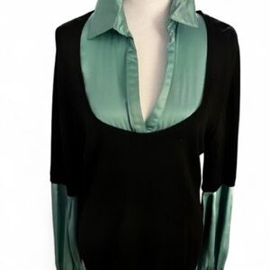 Studio M Black and Teal Blouse